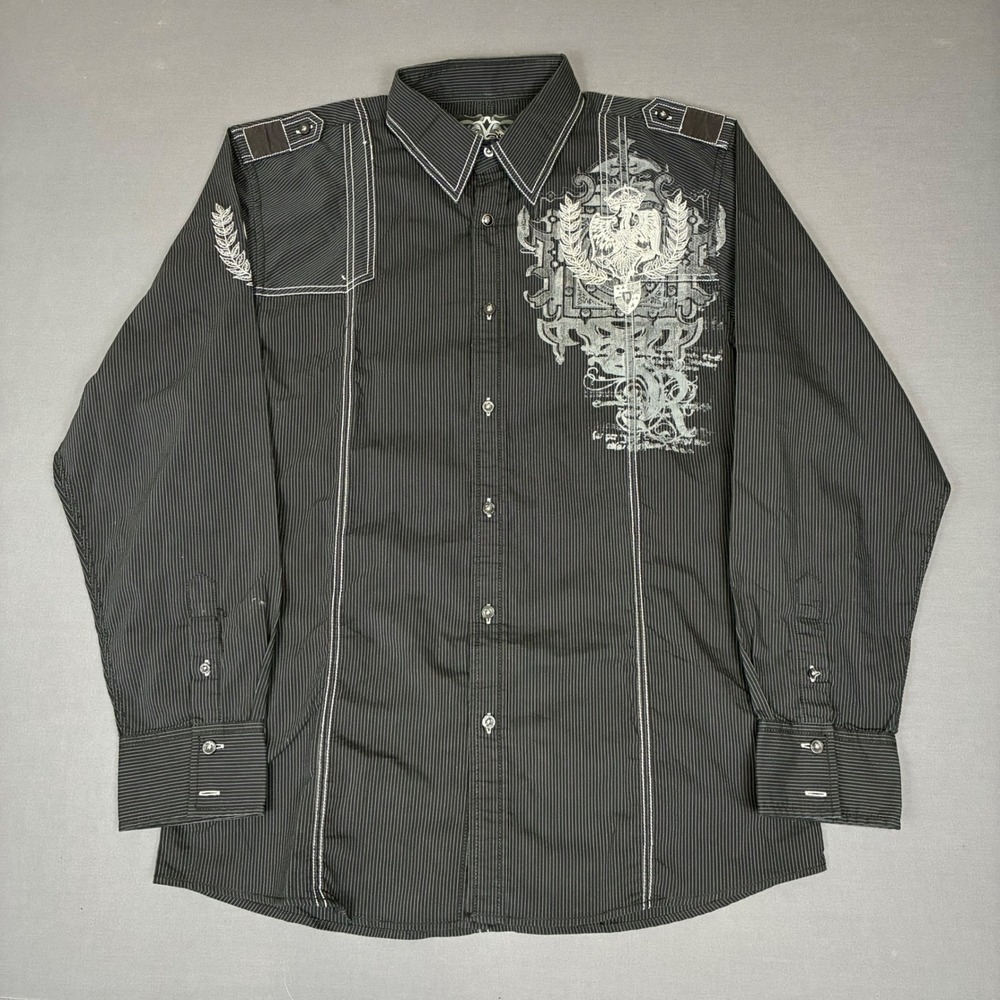 Vintage Roar Federation Button Down Long Sleeve Shirt Men's Size Large Black